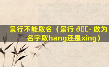 景行不能取名（景行 🌷 做为名字取hang还是xing）